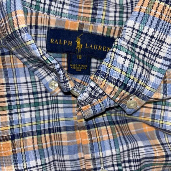 size 10 Ralph Lauren Collard Plaid Long Sleeve - Picture 3 of 4